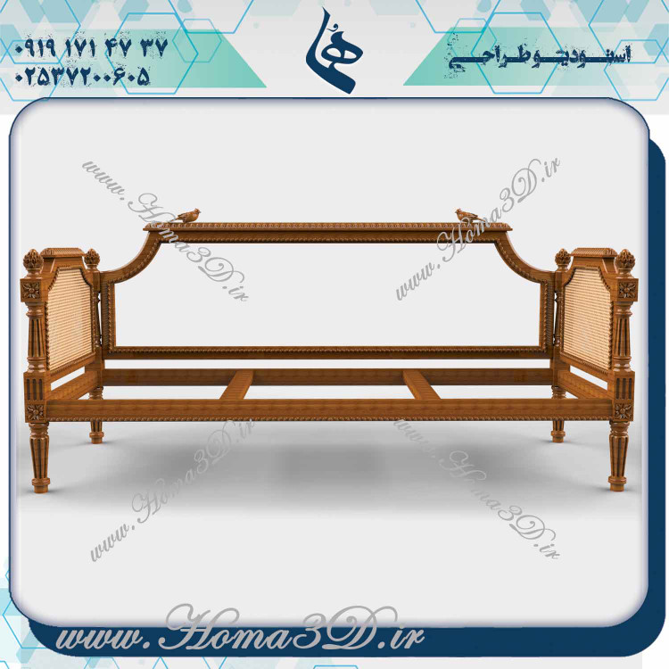 آبجکت کاناپه حصیری منبتی,cnc.چوب