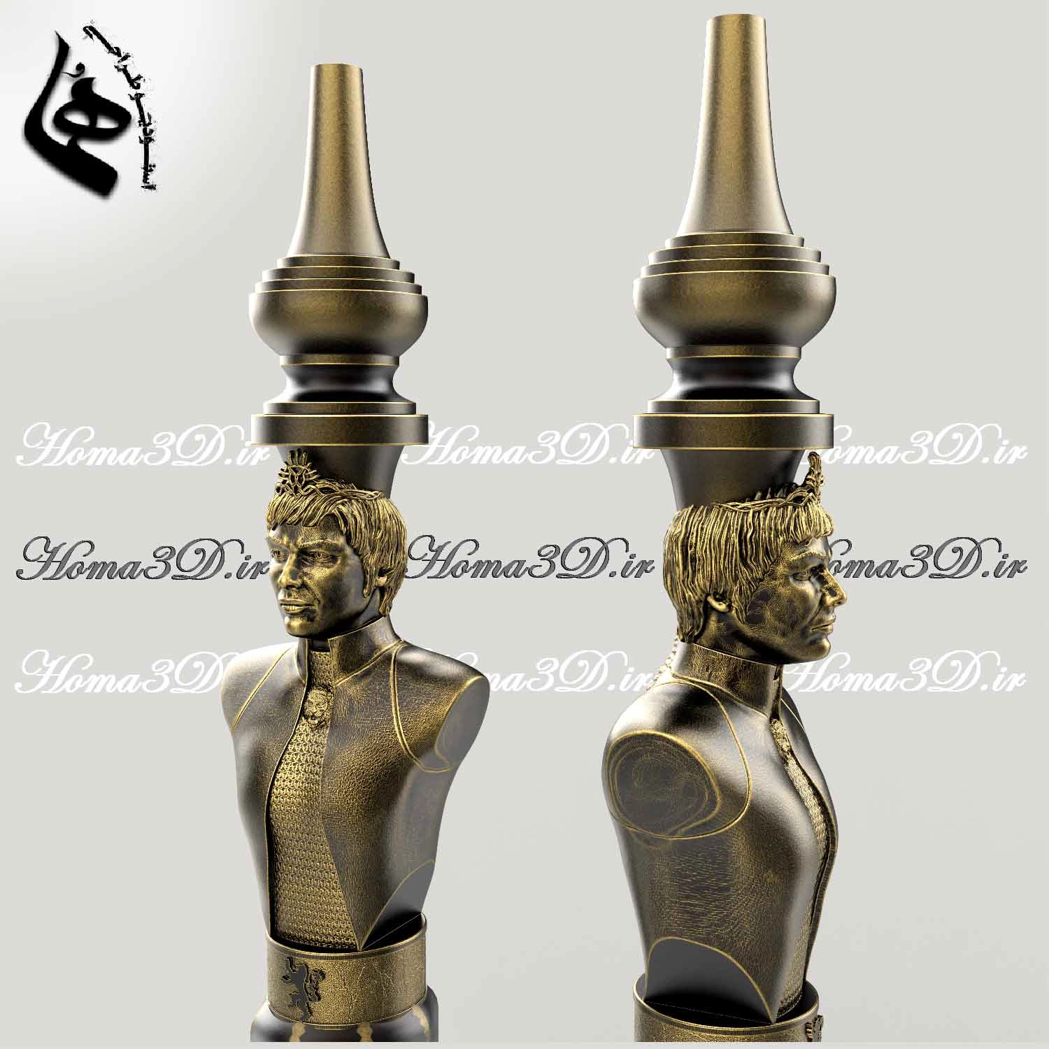 خرید مدل سهبعدی قلیون با طراحی نیمتنه شخصیتهای معروف,طراحی3بعدی قلیون