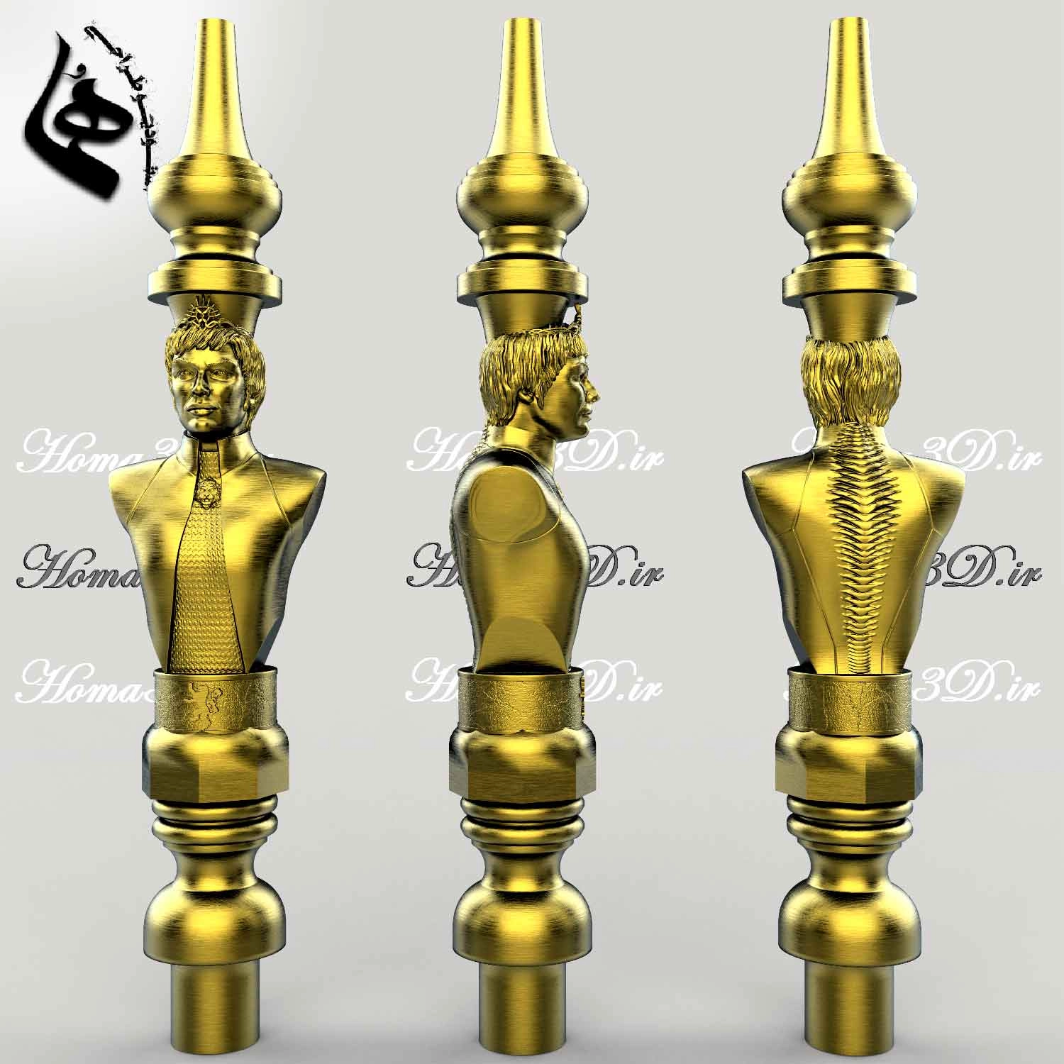 خرید مدل سهبعدی قلیون با طراحی نیمتنه شخصیتهای معروف,طراحی3بعدی قلیون