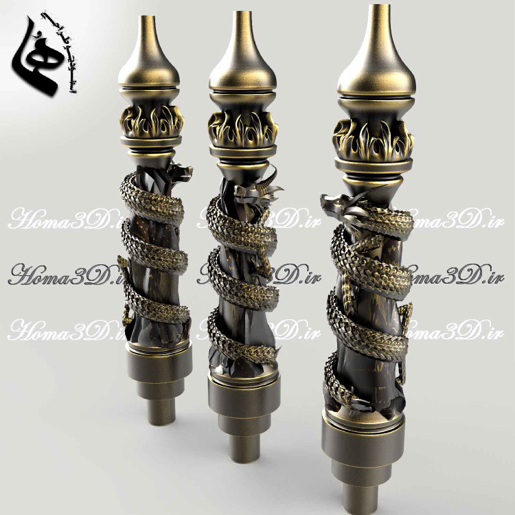 دانلود فایل قلیون مدل اژدها,دانلود فایل STL قلیون اژدها,طراحی3بعدی قلیون,cnc