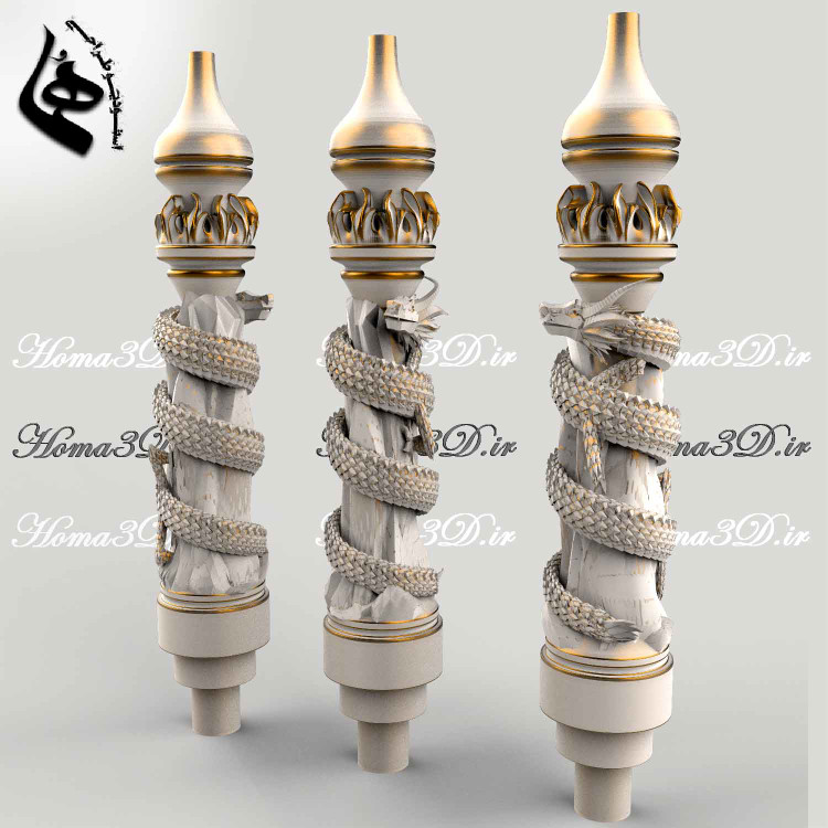 دانلود فایل قلیون مدل اژدها,دانلود فایل STL قلیون اژدها,طراحی3بعدی قلیون,cnc