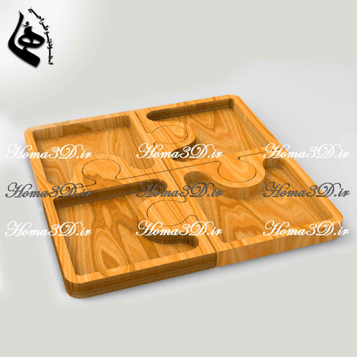 مدل پازلی آجیلخوری چوبی | طراحی مهندسی، اجرای دقیق با CNC، خرید آسان فایل STL