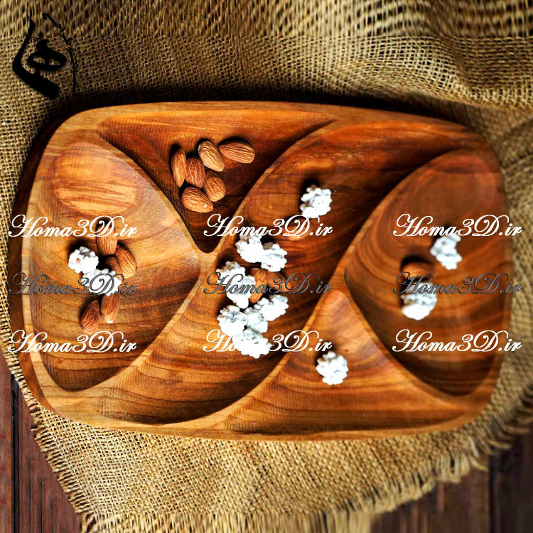 آجیلخوری بیضیشکل چوبی | طراحی مهندسی، انحنای هنرمندانه، اجرا با CNC