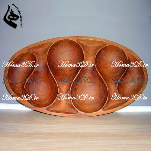 اردوخوری و آجیلخوری طرحدار بیضیشکل | طراحی سهبعدی خاص برای تولید با CNC چوب