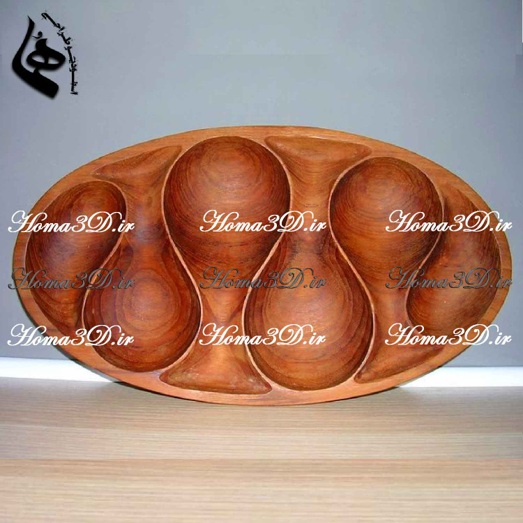 اردوخوری و آجیلخوری طرحدار بیضیشکل | طراحی سهبعدی خاص برای تولید با CNC چوب