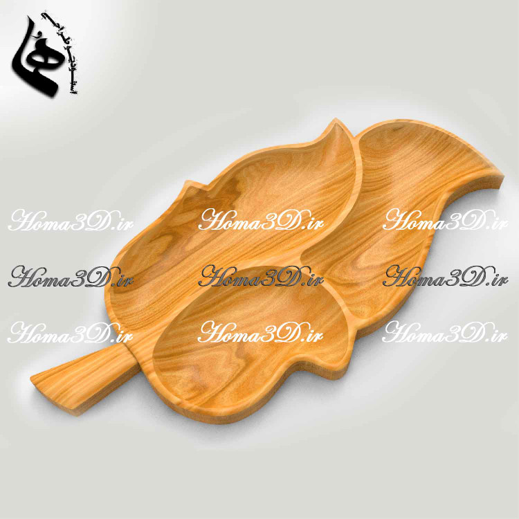 اردوخوری چوبی چندبخشی طرح برگ بزرگ | طراحی و تولید ویژه با CNC چوب