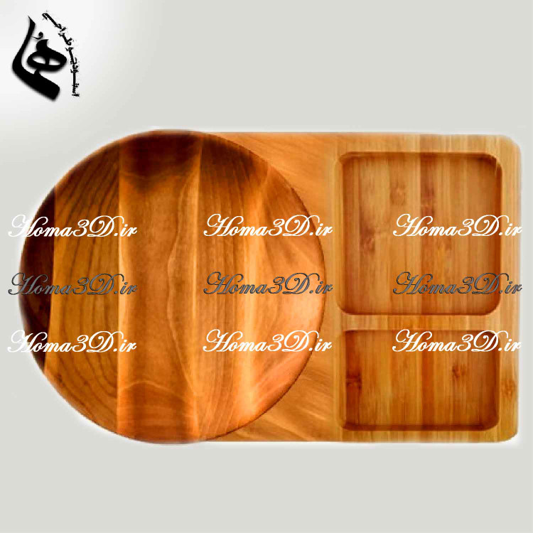 سینی گرد و مستطیلی 3بخشی برای تولید با چوب | طراحی، تولید و اجرای دقیق با CNC