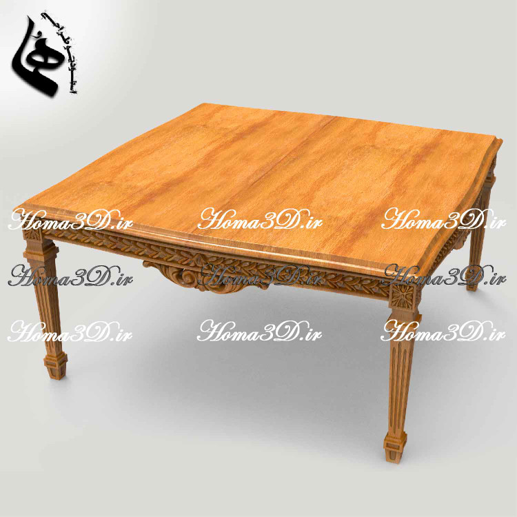 خرید فایل طراحی3بعدی میز جلو مبلی چوبی 4پایه ظریف با خروجی STL و قالبهای برش JPG,EPS,DXF برای سی ان سی؛ مناسب تولید دقیق و بدون نقص با پشتیبانی هما.