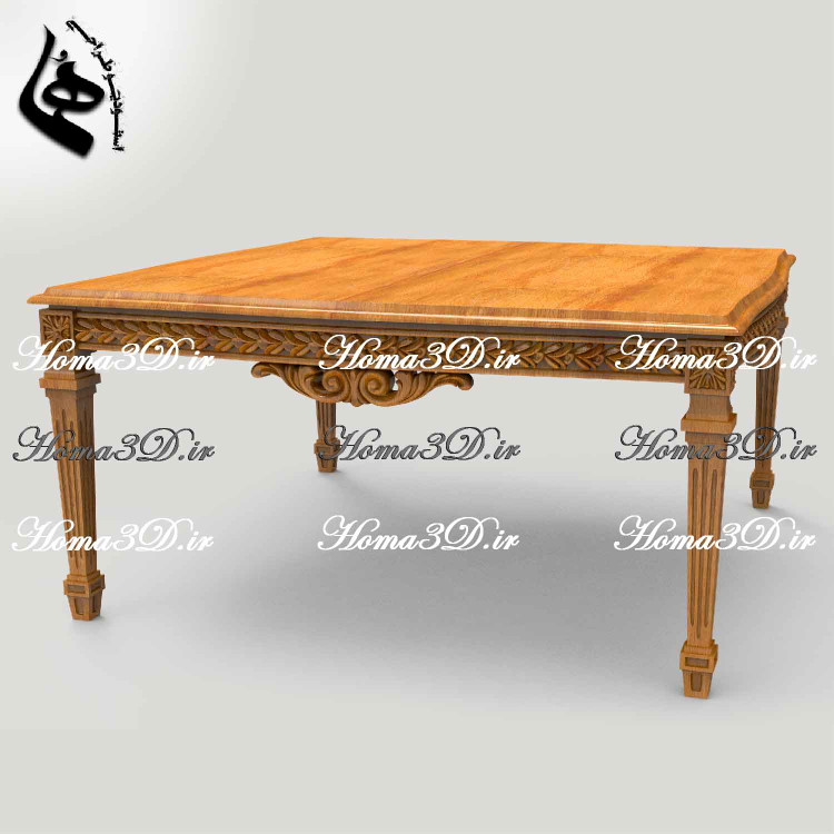 خرید فایل طراحی3بعدی میز جلو مبلی چوبی 4پایه ظریف با خروجی STL و قالبهای برش JPG,EPS,DXF برای سی ان سی؛ مناسب تولید دقیق و بدون نقص با پشتیبانی هما.