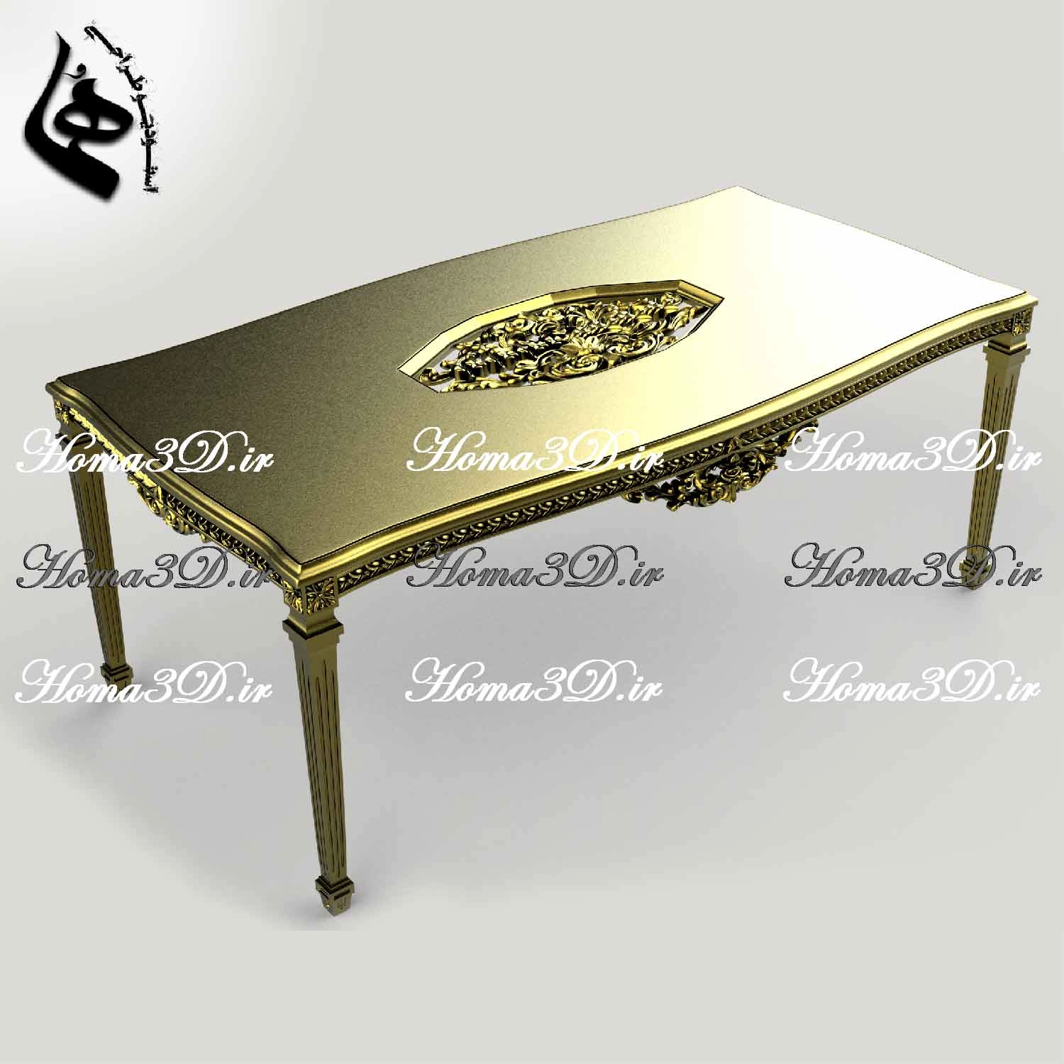 طراحی3بعدی میز غذاخوری 4تراش با صفحه منبتی با نرمافزارهای مهندسی