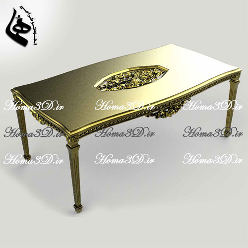 طراحی3بعدی میز غذاخوری 4تراش با صفحه منبتی با نرمافزارهای مهندسی