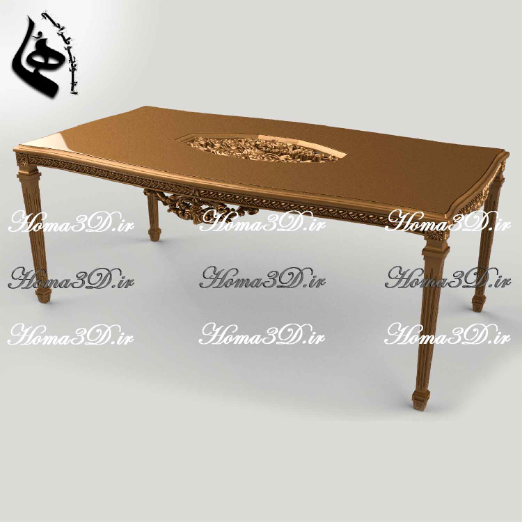 طراحی3بعدی میز غذاخوری 4تراش با صفحه منبتی با نرمافزارهای مهندسی