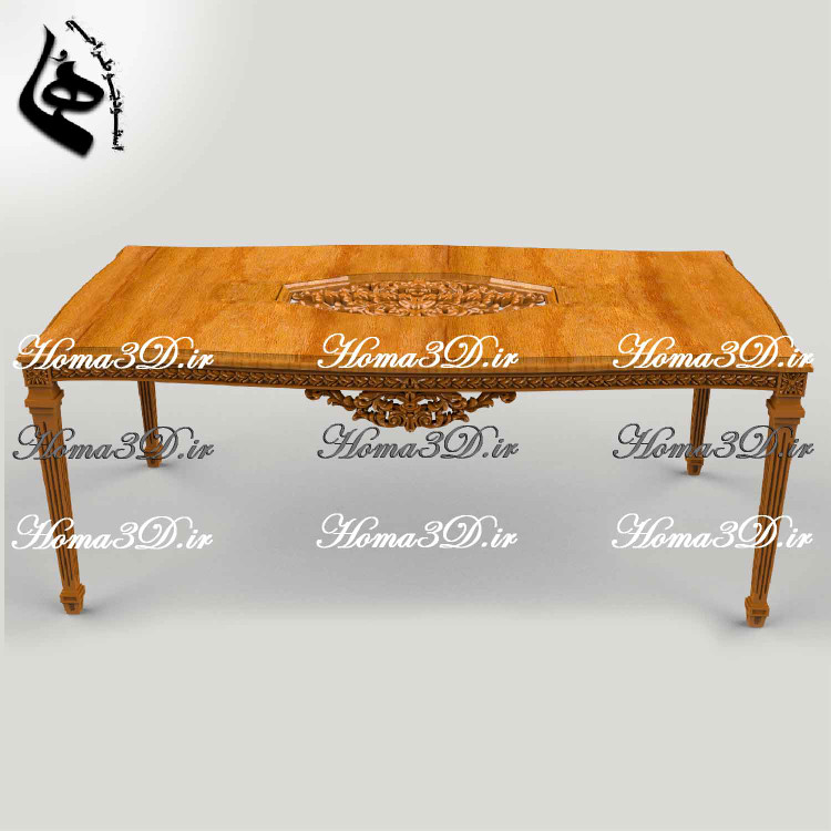 طراحی3بعدی میز غذاخوری 4تراش با صفحه منبتی با نرمافزارهای مهندسی