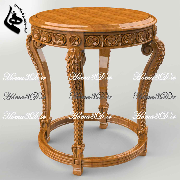 میز عسلی گرد منبتی طراحیشده با نرم افزار مهندسی طراحی3بعدی مثل مایا، بلندر، جئومجیک و ارت کم؛ مناسب تولید سیانسی و ست کامل پذیرایی