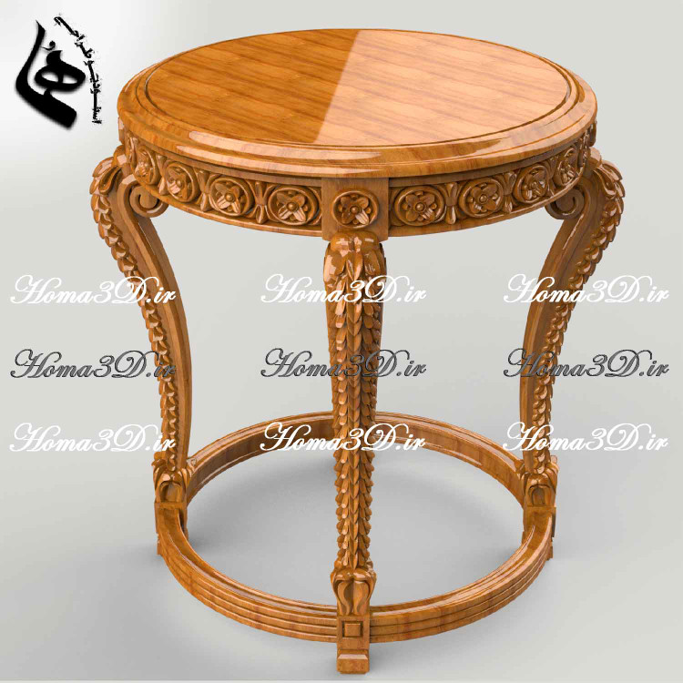 میز عسلی گرد منبتی طراحیشده با نرم افزار مهندسی طراحی3بعدی مثل مایا، بلندر، جئومجیک و ارت کم؛ مناسب تولید سیانسی و ست کامل پذیرایی