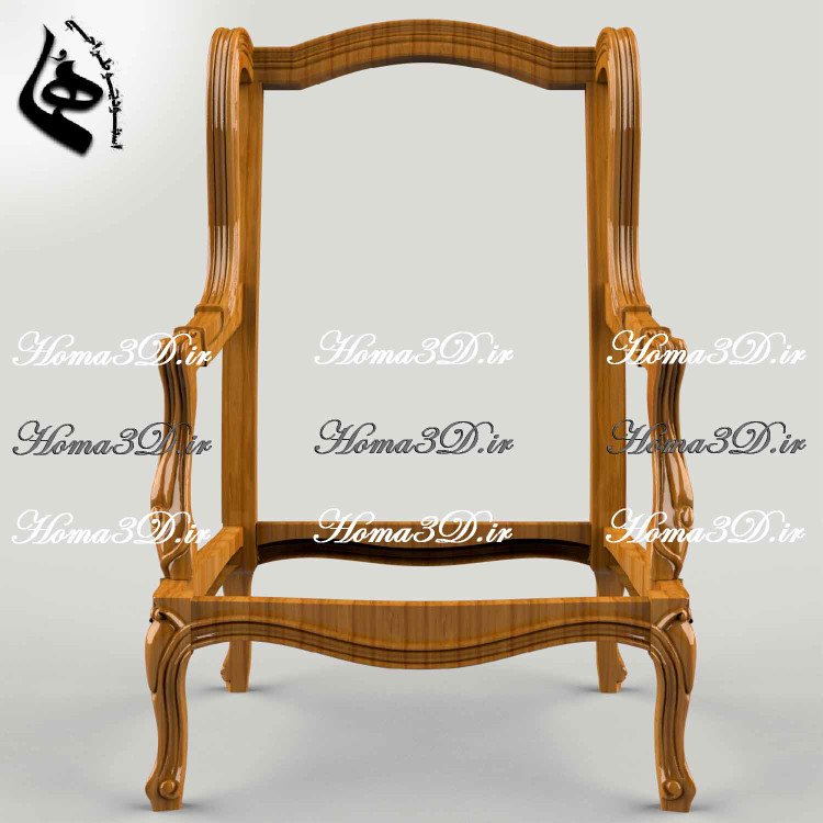 مبل کوئین فرانسوی ابزاری بدون منبت، طراحی ۳بعدی دقیق با خروجی STL، قالب برش DXF و EPS، مناسب اجرا با CNC، محصول برند هما، ساخت فرانسه.