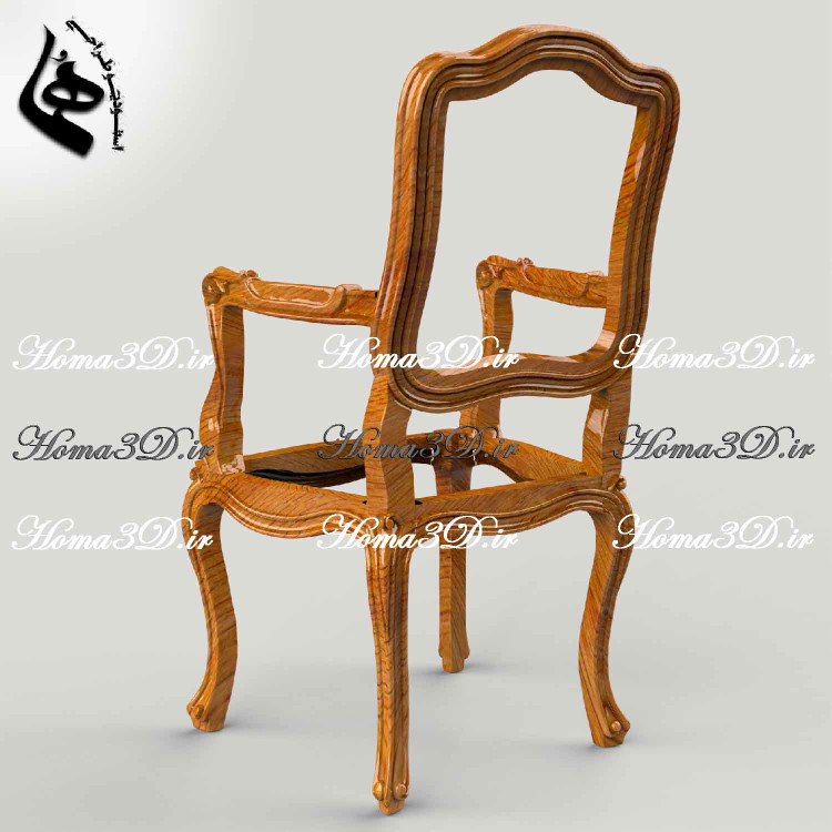 "فایل 3بعدی صندلی شاهنشین فرانسوی با فرمت STL، JPG، EPS/DXF برای تولید با CNC. طراحی مهندسیشده توسط استودیو طراحی هما، مناسب نجاران حرفهای و تولیدکنندگان مبلمان."