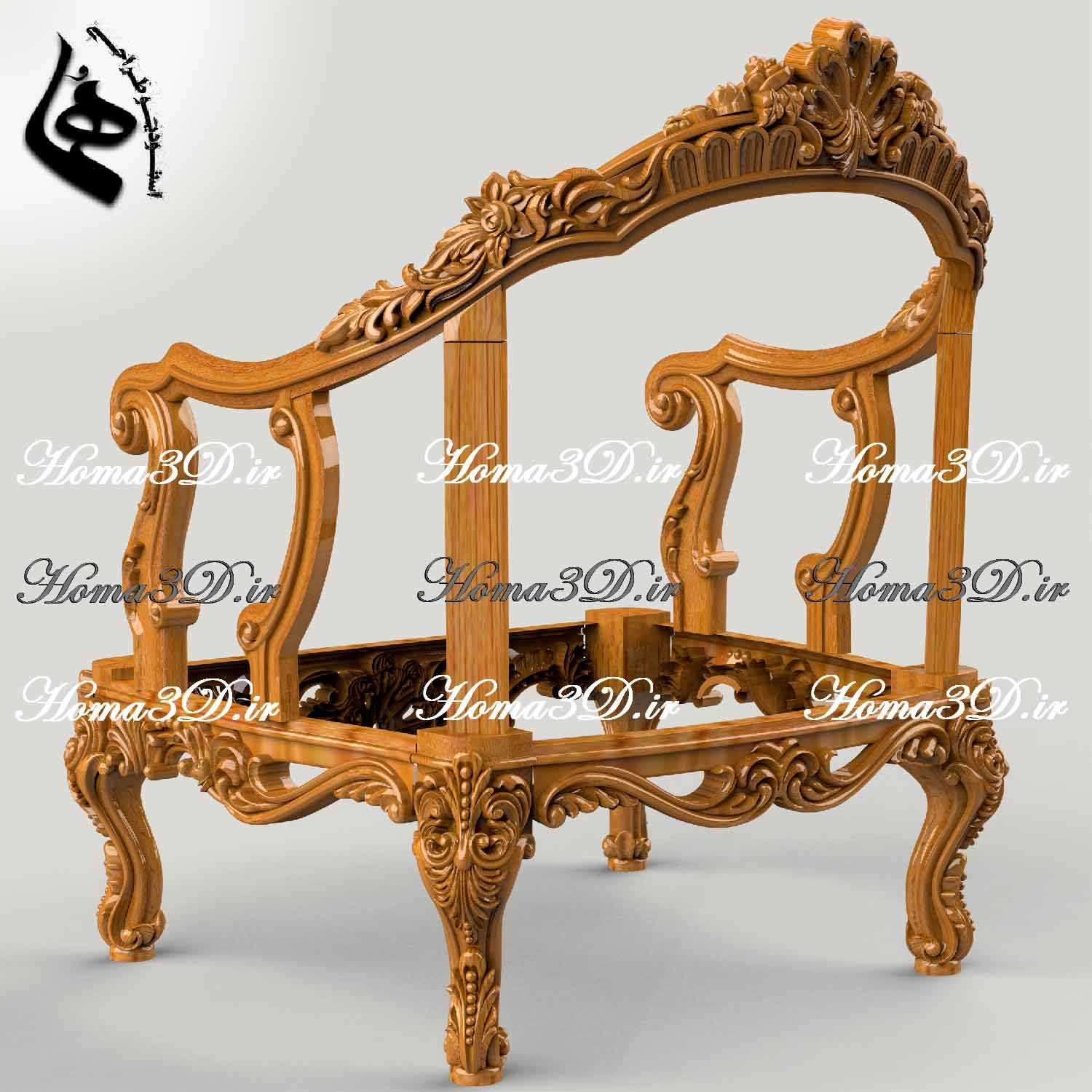 مدل سه‌بعدی مبل منبتی لوکس با فایل STL، قالب‌های DXF و EPS برای اجرای دقیق با CNC چوب. ساخت از طراحان اصلی، دانلود فوری، محصولی از ایتالیا.