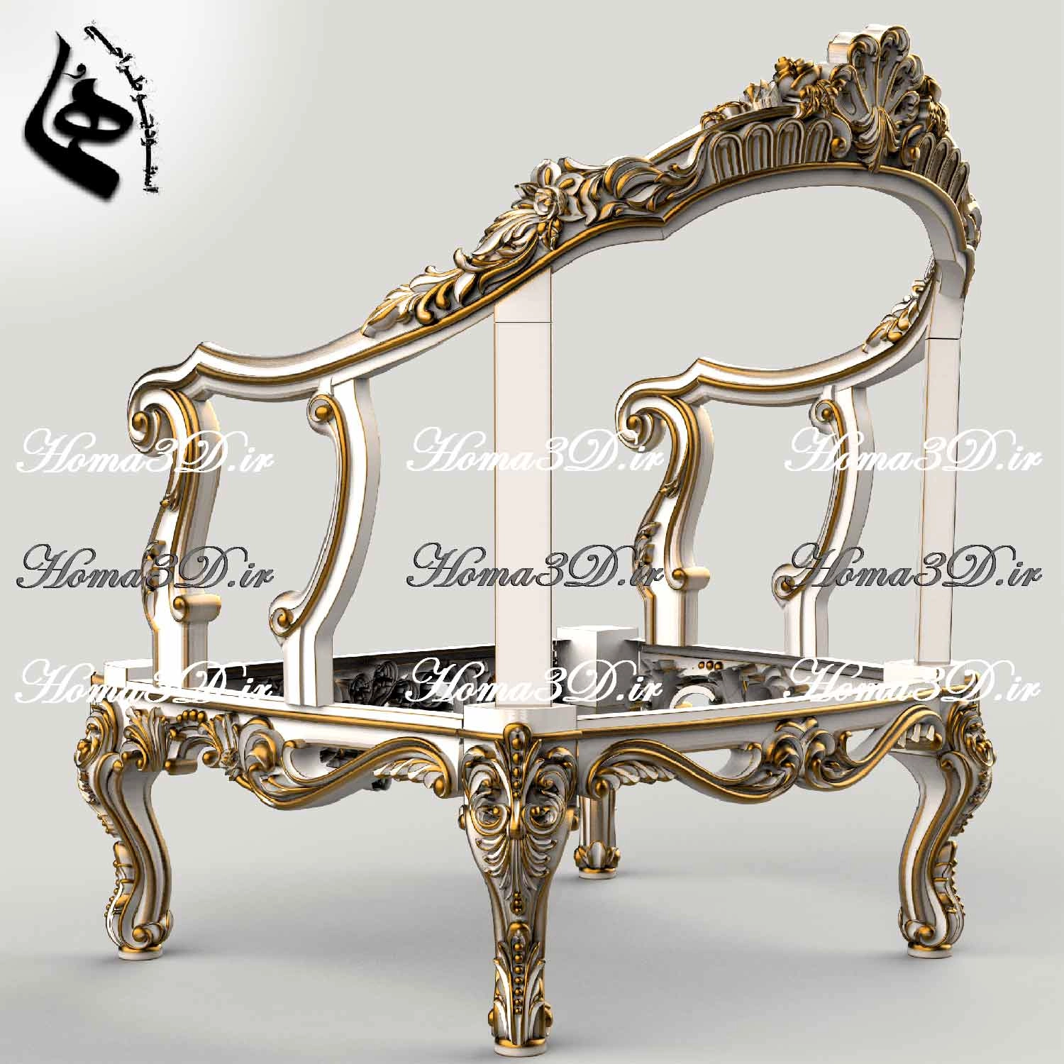 مدل سه‌بعدی مبل منبتی لوکس با فایل STL، قالب‌های DXF و EPS برای اجرای دقیق با CNC چوب. ساخت از طراحان اصلی، دانلود فوری، محصولی از ایتالیا.