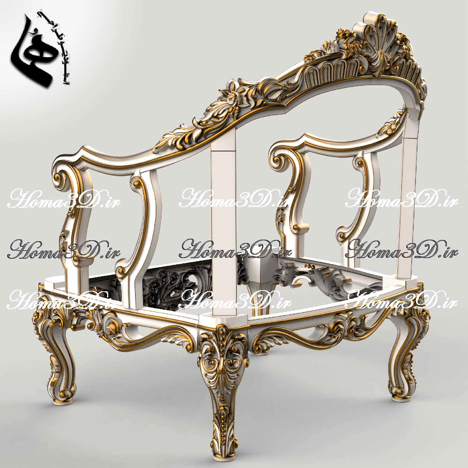 مدل سه‌بعدی مبل منبتی لوکس با فایل STL، قالب‌های DXF و EPS برای اجرای دقیق با CNC چوب. ساخت از طراحان اصلی، دانلود فوری، محصولی از ایتالیا.