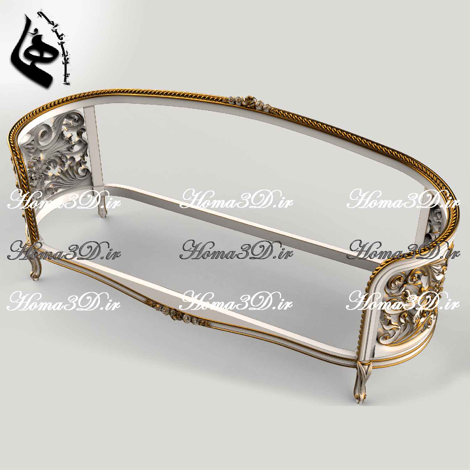 فایل طراحی سه‌بعدی کاناپه منبتی لوکس ایتالیایی مناسب اجرای سی‌ان‌سی و برش لیزر با فرمت STL، DXF، EPS. ساخت استودیو طراحی هما، قابل دانلود فوری.