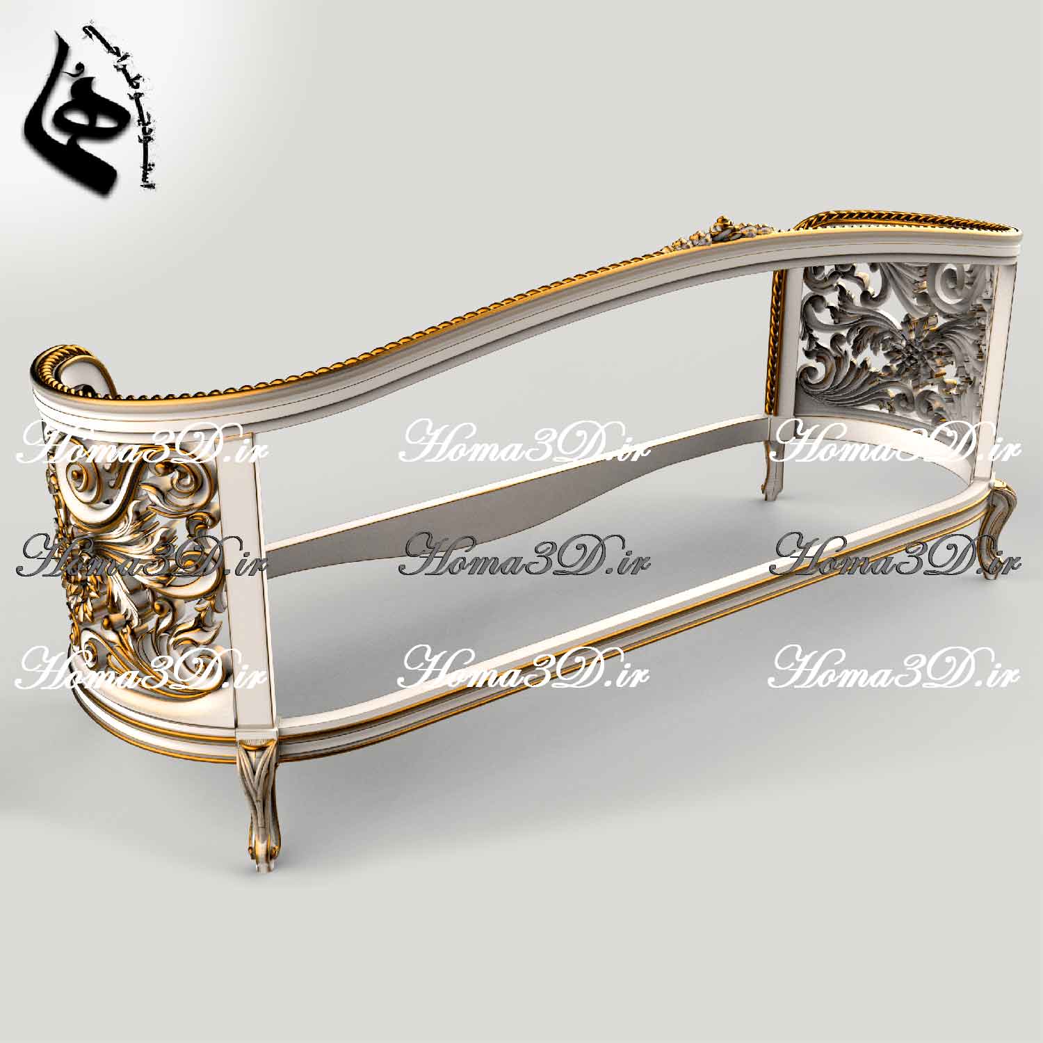 فایل طراحی سه‌بعدی کاناپه منبتی لوکس ایتالیایی مناسب اجرای سی‌ان‌سی و برش لیزر با فرمت STL، DXF، EPS. ساخت استودیو طراحی هما، قابل دانلود فوری.
