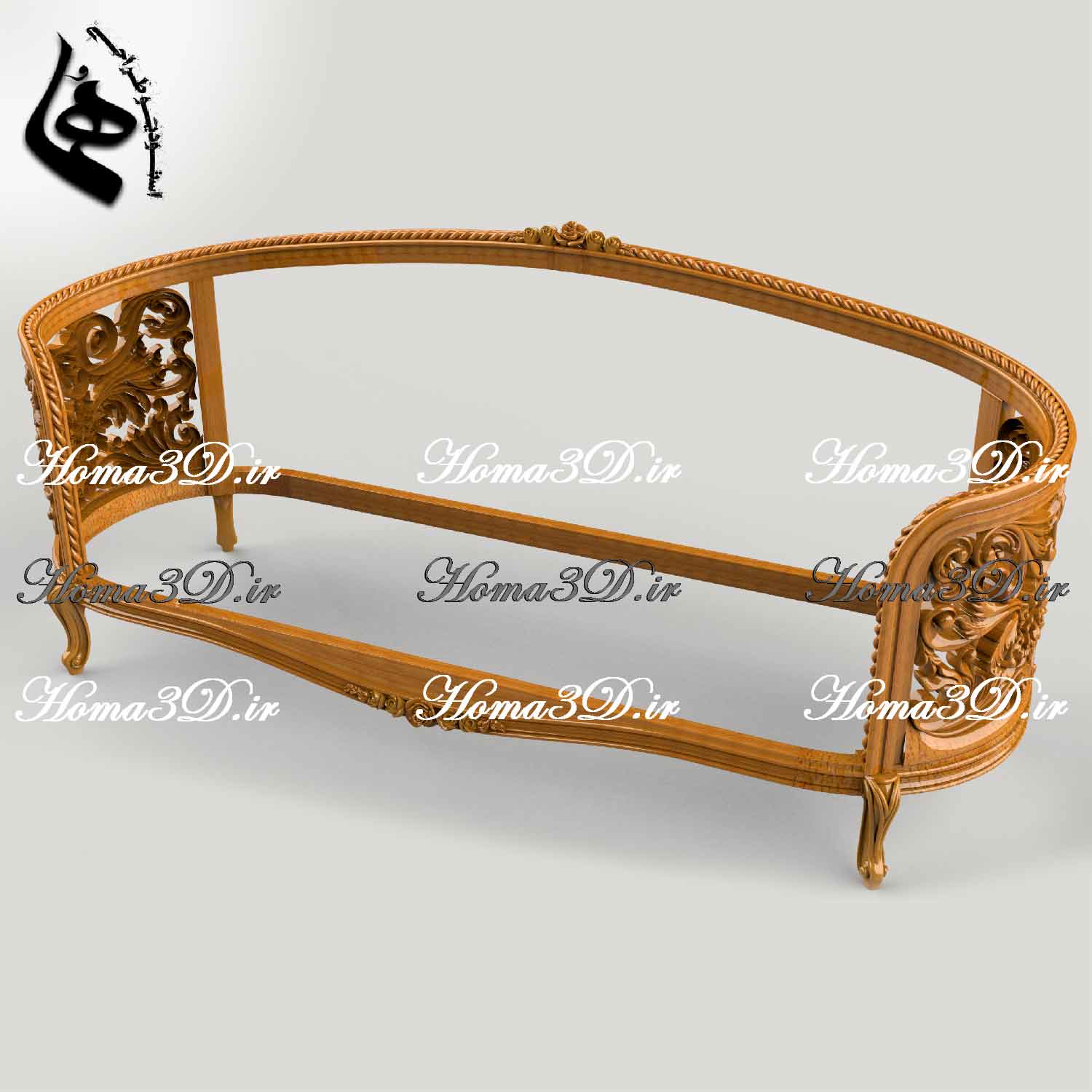 فایل طراحی سه‌بعدی کاناپه منبتی لوکس ایتالیایی مناسب اجرای سی‌ان‌سی و برش لیزر با فرمت STL، DXF، EPS. ساخت استودیو طراحی هما، قابل دانلود فوری.