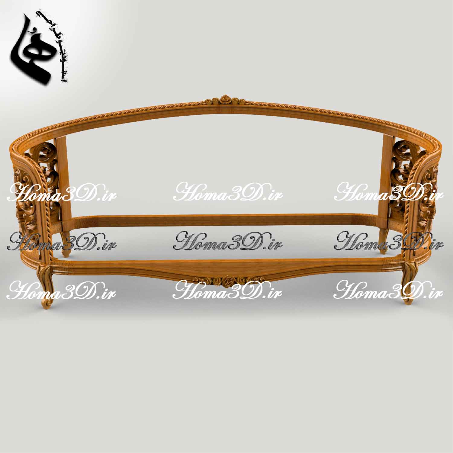 فایل طراحی سه‌بعدی کاناپه منبتی لوکس ایتالیایی مناسب اجرای سی‌ان‌سی و برش لیزر با فرمت STL، DXF، EPS. ساخت استودیو طراحی هما، قابل دانلود فوری.