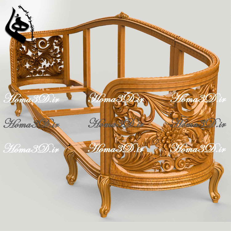 طراحی سهبعدی کاناپه منبتی کینگسایز ایتالیایی برای سیانسی و برش لیزری، با فرمت STL و DXF. قابل دانلود فوری از برند استودیو طراحی هما.