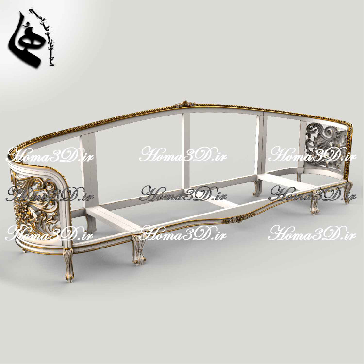 طراحی سهبعدی کاناپه منبتی کینگسایز ایتالیایی برای سیانسی و برش لیزری، با فرمت STL و DXF. قابل دانلود فوری از برند استودیو طراحی هما.