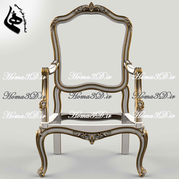 مدل سهبعدی مبل فرانسوی با طراحی دقیق و منبت ظریف، قابل اجرا با CNC روتاری و تخت، مناسب تولید مبل کلاسیک با فرمت STL.