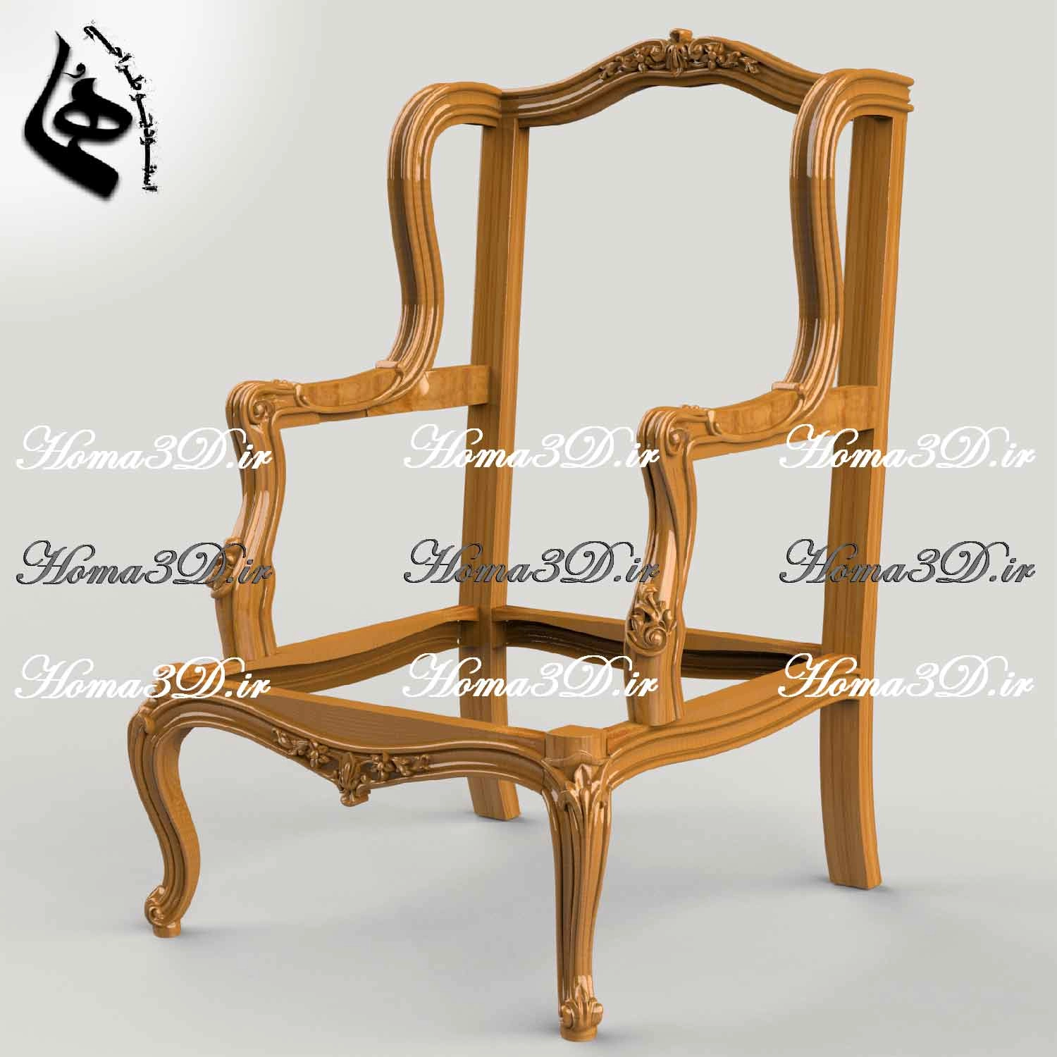 مدل سه‌بعدی مبل کوئین با طراحی دقیق و منبت مدرن، قابل اجرا با CNC، مناسب تولید مبل ظریف کلاسیک با فرمت STL و ابعاد استاندارد.