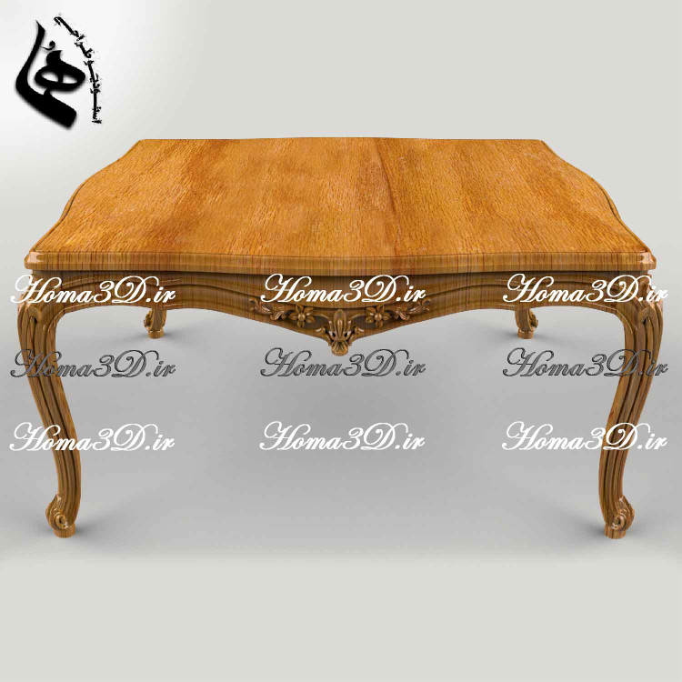 میز جلو مبلی منبتی چوبی مخصوص تولید با CNC، فایل سهبعدی STL، قالب EPS، DXF، مناسب برای تولید سریع، دقیق و پرفروش در homa3d.ir