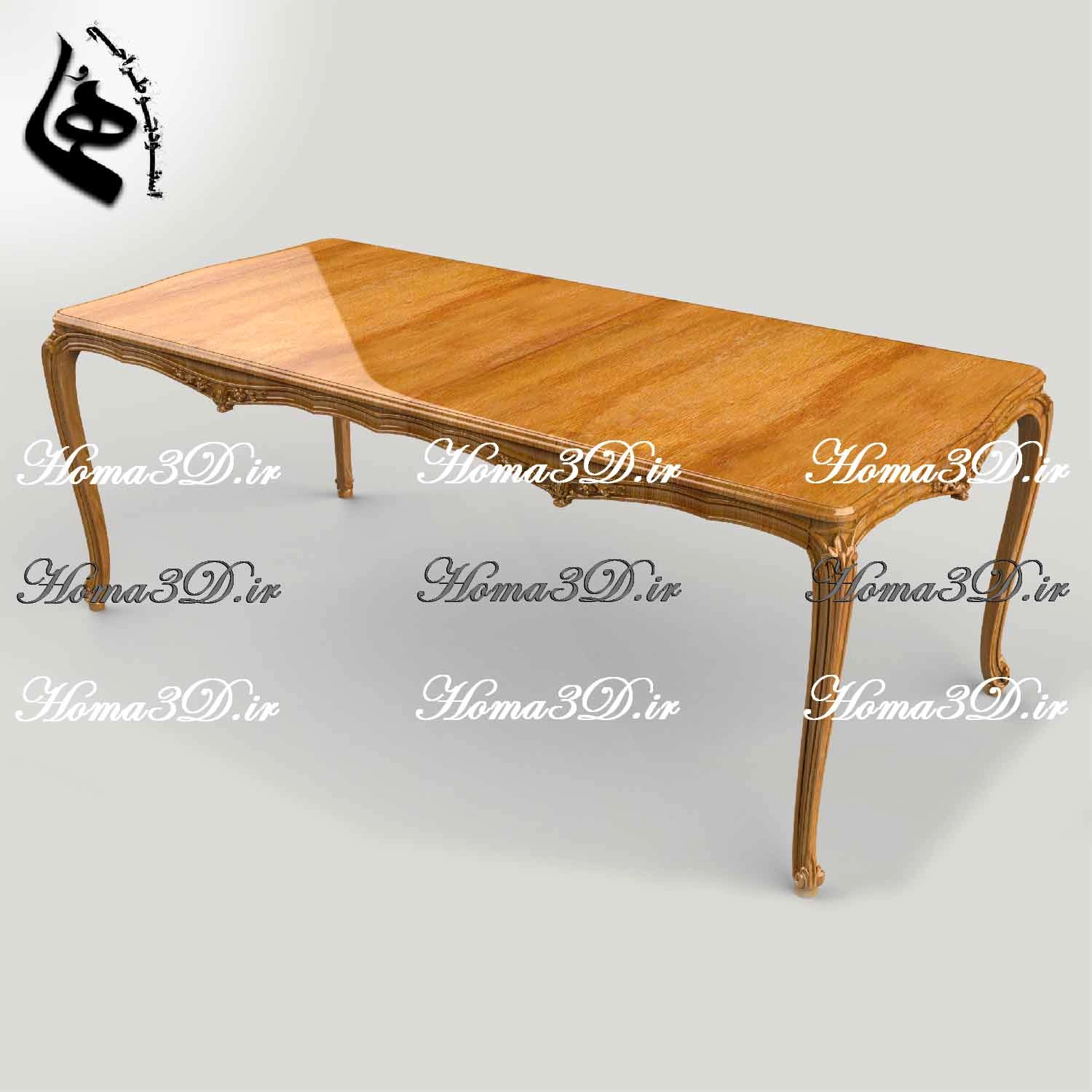 میزناهارخوری منبتی چوبی مکعبی مخصوص تولید با CNC، طراحی حرفه‌ای، قالب آماده و سودآور برای تولیدکنندگان مبلمان کلاسیک و صادراتی.