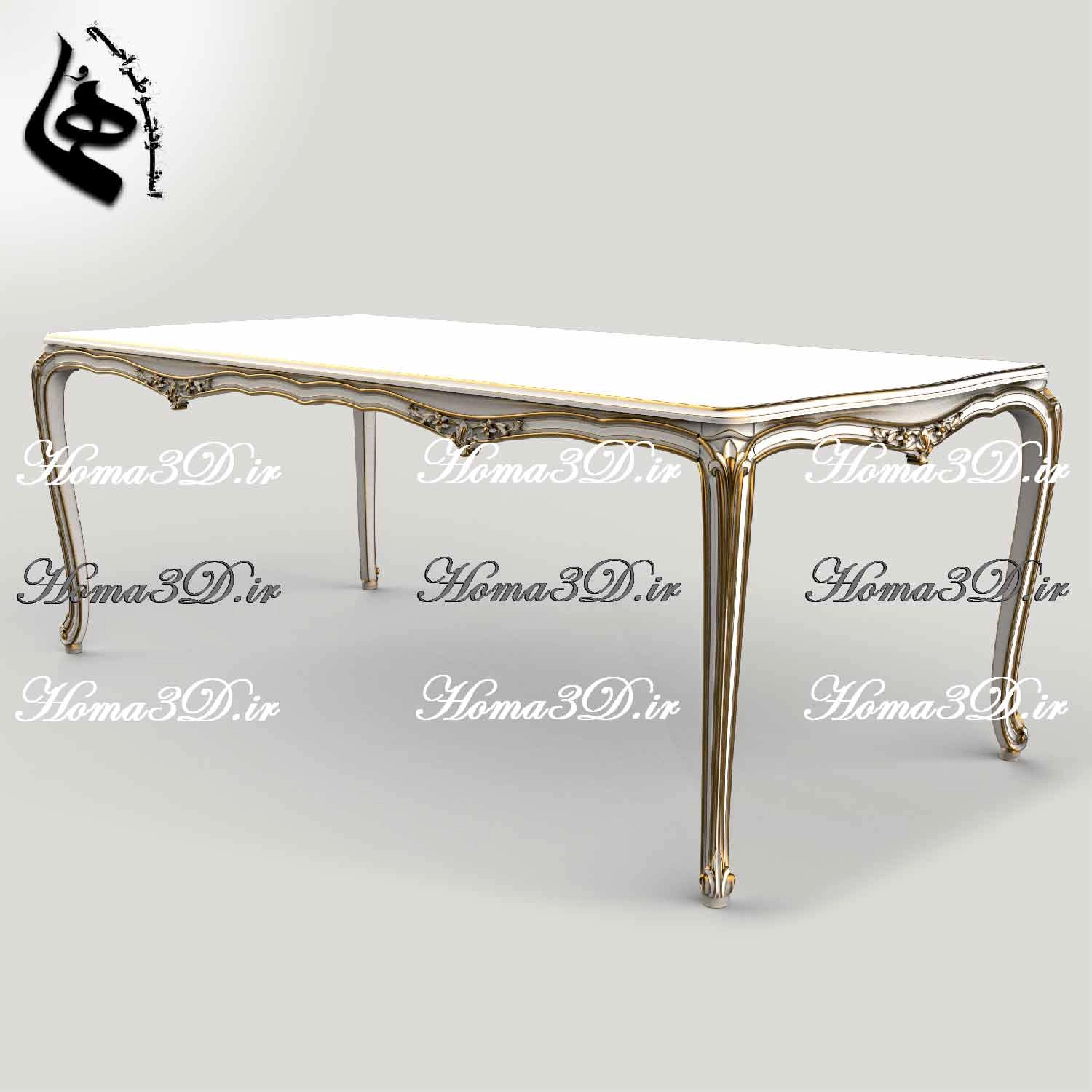 میزناهارخوری منبتی چوبی مکعبی مخصوص تولید با CNC، طراحی حرفه‌ای، قالب آماده و سودآور برای تولیدکنندگان مبلمان کلاسیک و صادراتی.