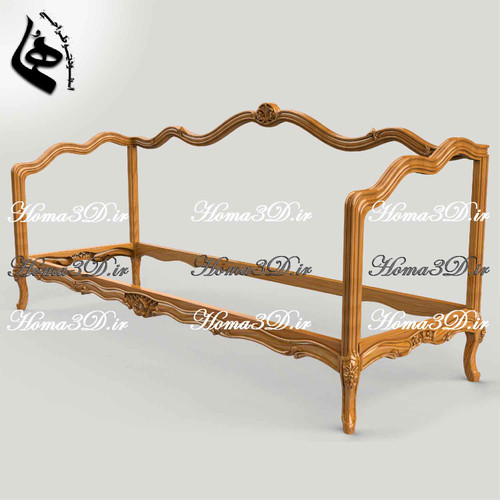 مدل سهبعدی کاناپه کمچوب فرانسوی، فایل آماده تولید با CNC، همراه قالب برش و طراحی مهندسیشده برای تولیدکنندگان مبلمان صادراتی و لاکچری.
