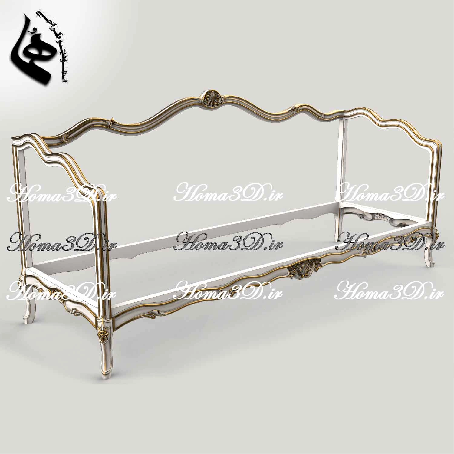 مدل سه‌بعدی کاناپه کم‌چوب فرانسوی، فایل آماده تولید با CNC، همراه قالب برش و طراحی مهندسی‌شده برای تولیدکنندگان مبلمان صادراتی و لاکچری.