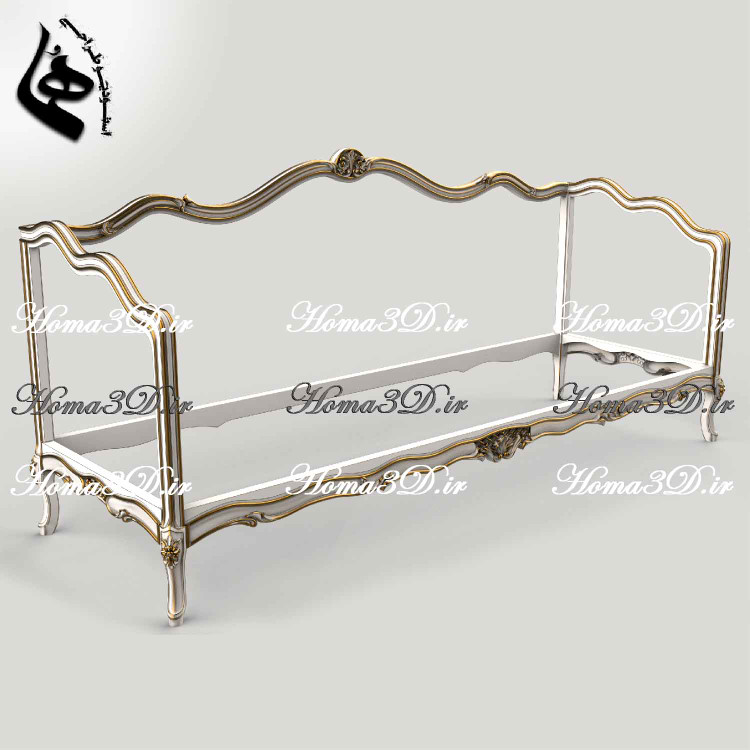 مدل سهبعدی کاناپه کمچوب فرانسوی، فایل آماده تولید با CNC، همراه قالب برش و طراحی مهندسیشده برای تولیدکنندگان مبلمان صادراتی و لاکچری.