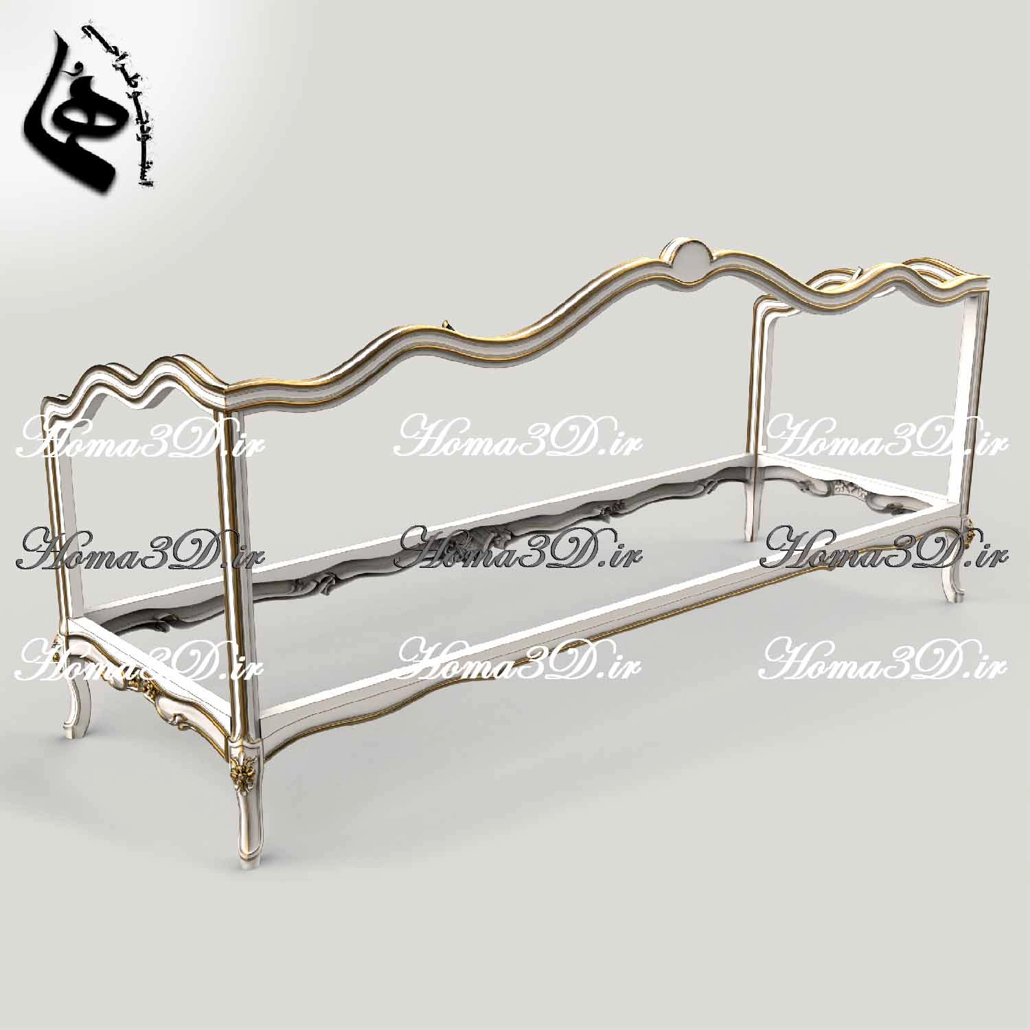 مدل سه‌بعدی کاناپه کم‌چوب فرانسوی، فایل آماده تولید با CNC، همراه قالب برش و طراحی مهندسی‌شده برای تولیدکنندگان مبلمان صادراتی و لاکچری.