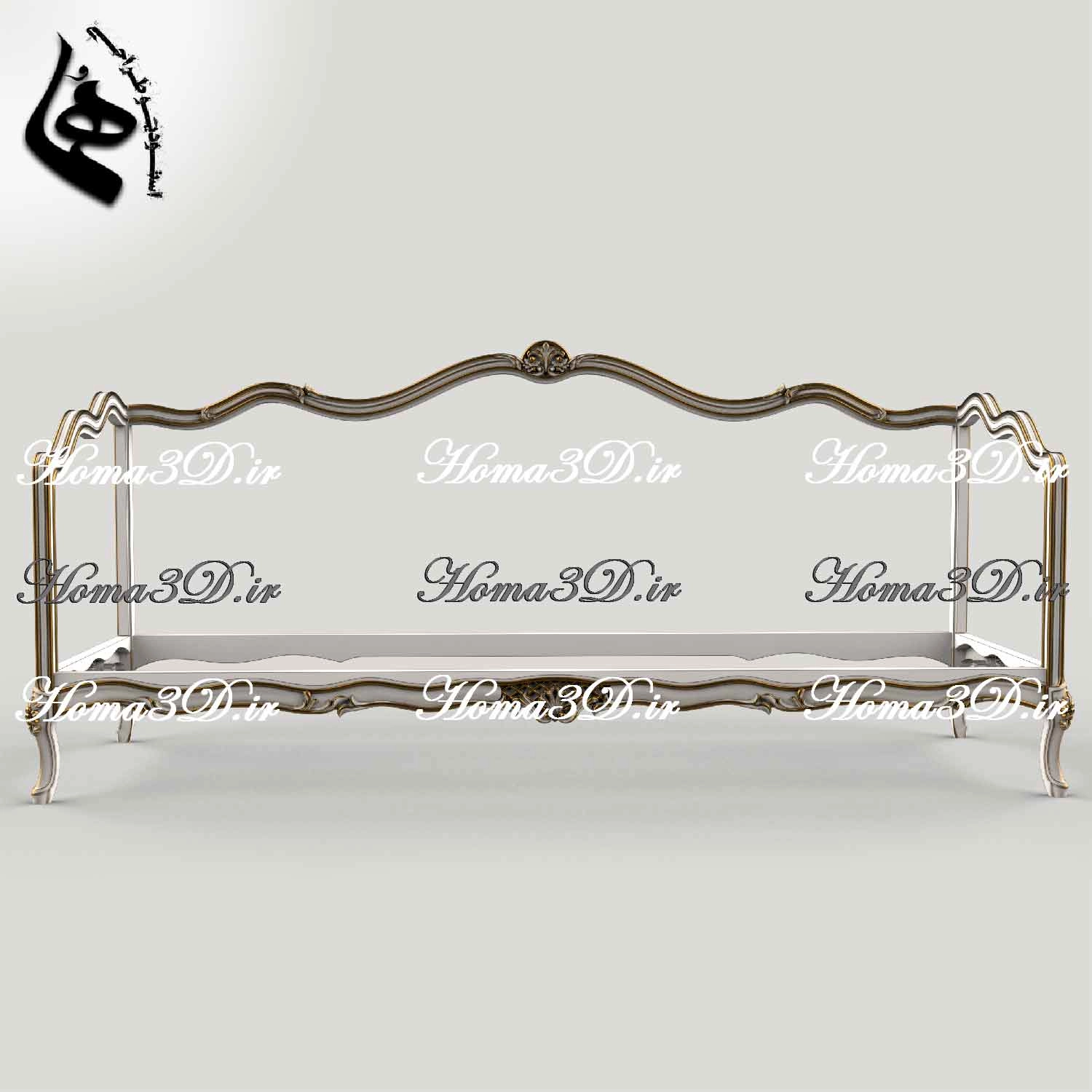 مدل سه‌بعدی کاناپه کم‌چوب فرانسوی، فایل آماده تولید با CNC، همراه قالب برش و طراحی مهندسی‌شده برای تولیدکنندگان مبلمان صادراتی و لاکچری.
