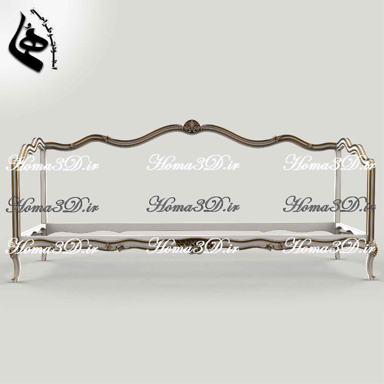 مدل سهبعدی کاناپه کمچوب فرانسوی، فایل آماده تولید با CNC، همراه قالب برش و طراحی مهندسیشده برای تولیدکنندگان مبلمان صادراتی و لاکچری.