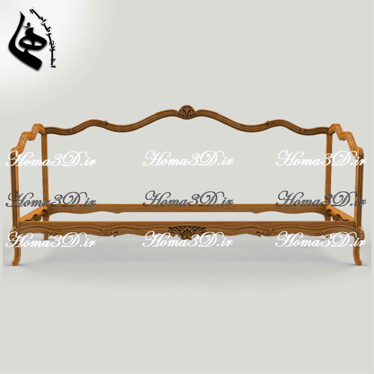 مدل سهبعدی کاناپه کمچوب فرانسوی، فایل آماده تولید با CNC، همراه قالب برش و طراحی مهندسیشده برای تولیدکنندگان مبلمان صادراتی و لاکچری.