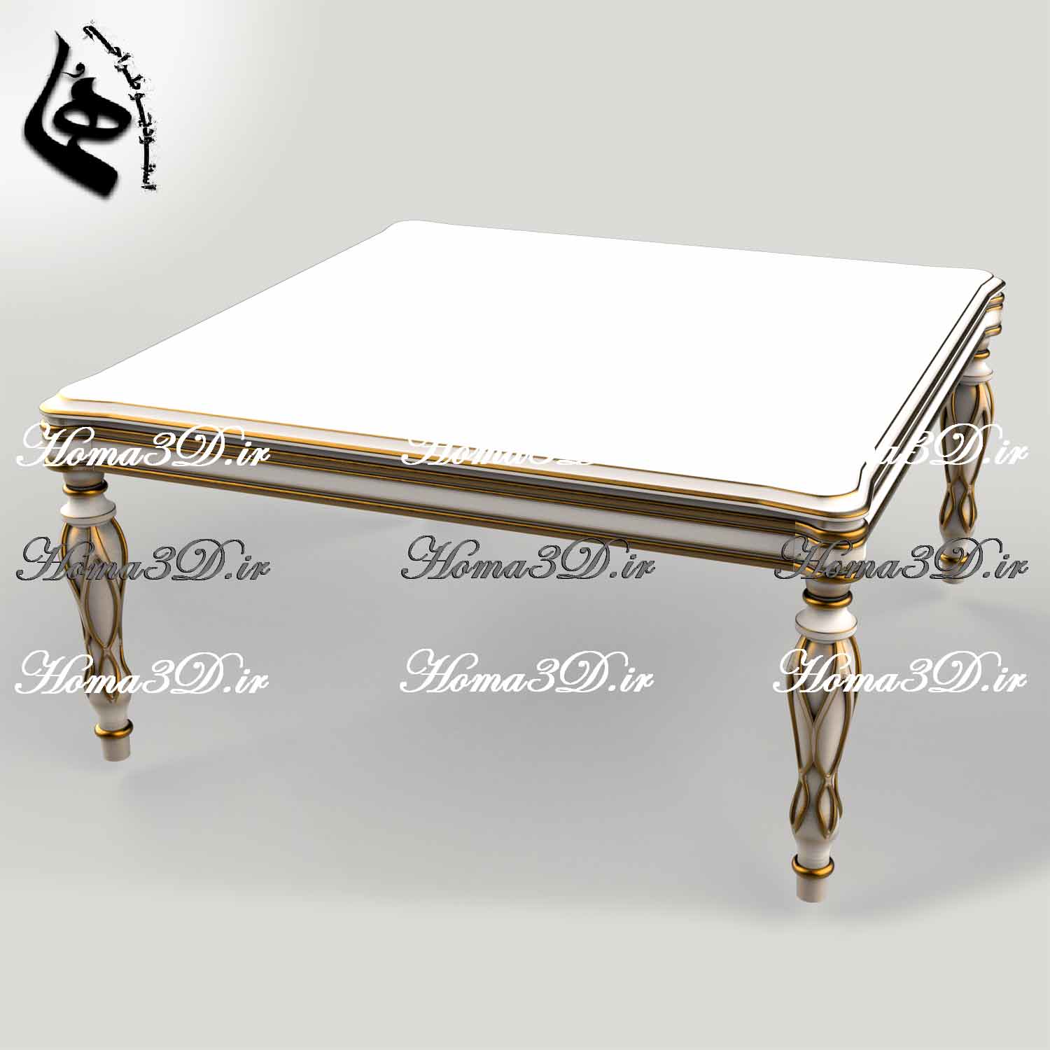 طراحی سه‌بعدی میز جلو مبلی ابزارخورده با قالب‌کشی دقیق، آماده اجرا با CNC، قابل دانلود از استودیو طراحی هما، ویژه‌ی تولیدکنندگان حرفه‌ای مبلمان.