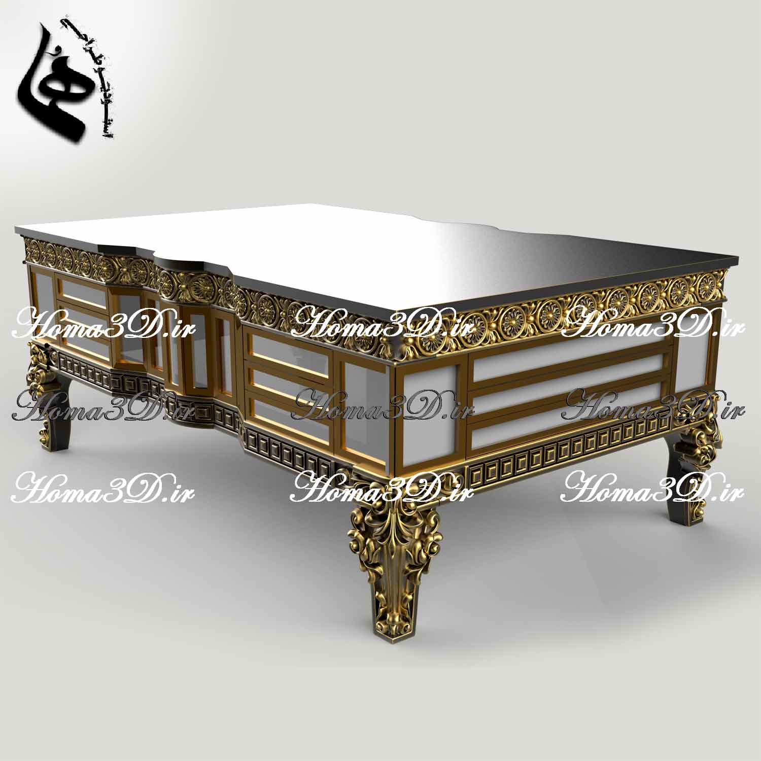 فایل سه‌بعدی مبلمان لوکس قابل اجرا با CNC، طراحی شده با فرمت STL برای تولید نجاری حرفه‌ای، همراه با قالب برش لیزری و دانلود سریع.