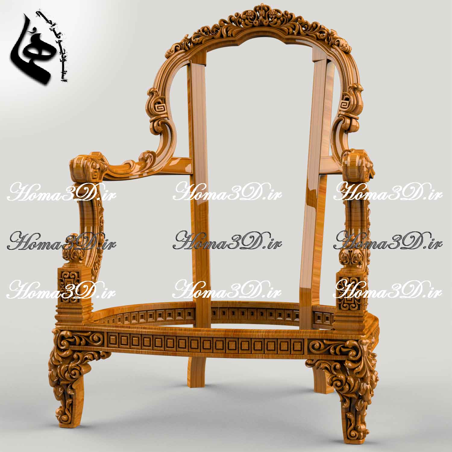 مدل سه‌بعدی مبل منبتی تمام چوب با طراحی لوکس ترکیه‌ای، مناسب CNC تخت و روتاری، همراه فایل قالب‌گیری و دانلود سریع از استودیو طراحی هما.