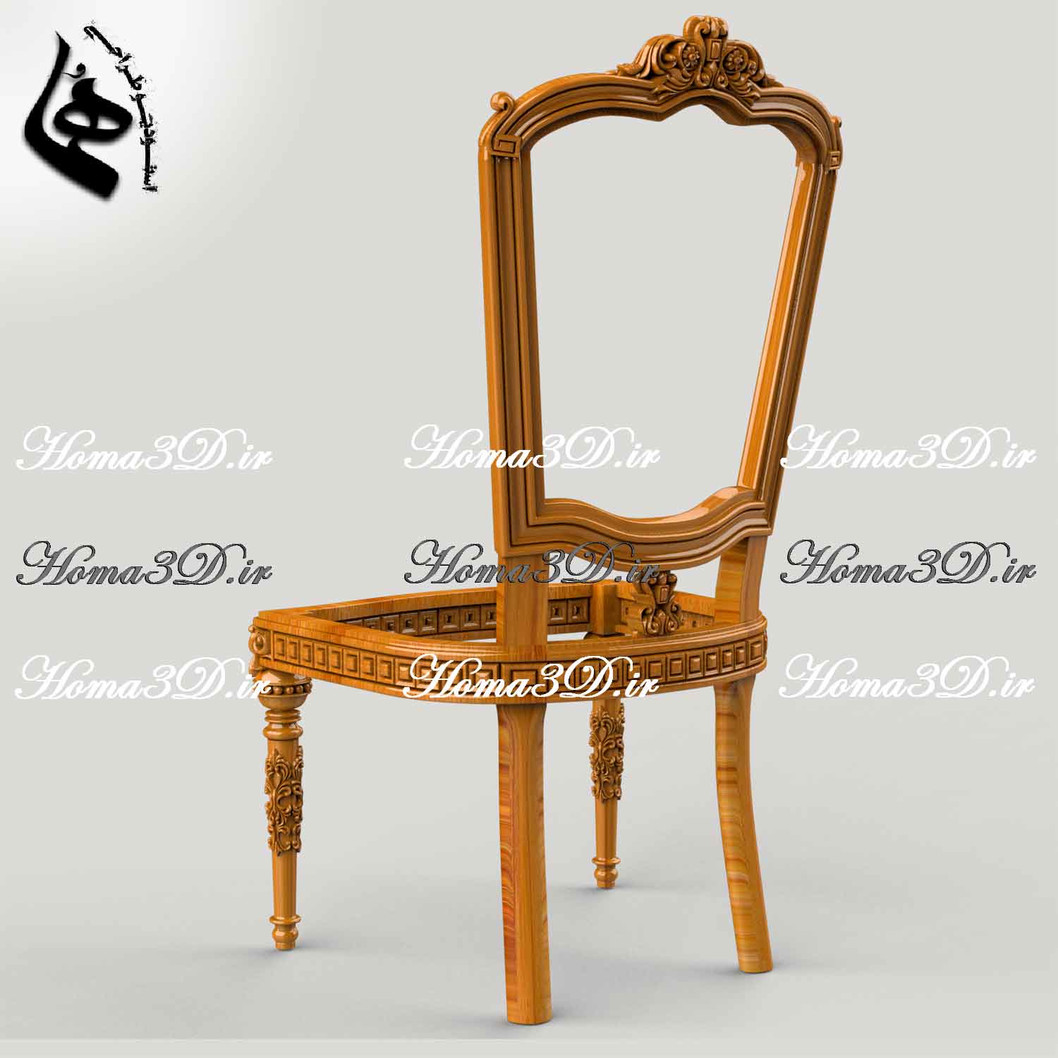 فایل سه‌بعدی صندلی ژورنالی چوبی مناسب CNC، طراحی‌شده با نرم‌افزارهای حرفه‌ای، قابل دانلود فوری برای نجاران و تولیدکنندگان مبلمان کلاسیک.