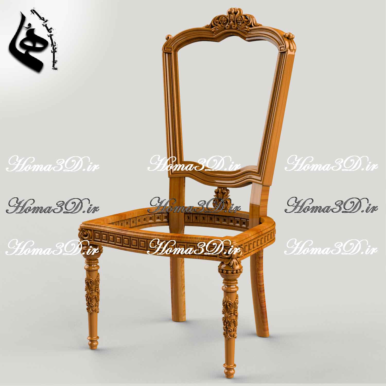فایل سه‌بعدی صندلی ژورنالی چوبی مناسب CNC، طراحی‌شده با نرم‌افزارهای حرفه‌ای، قابل دانلود فوری برای نجاران و تولیدکنندگان مبلمان کلاسیک.