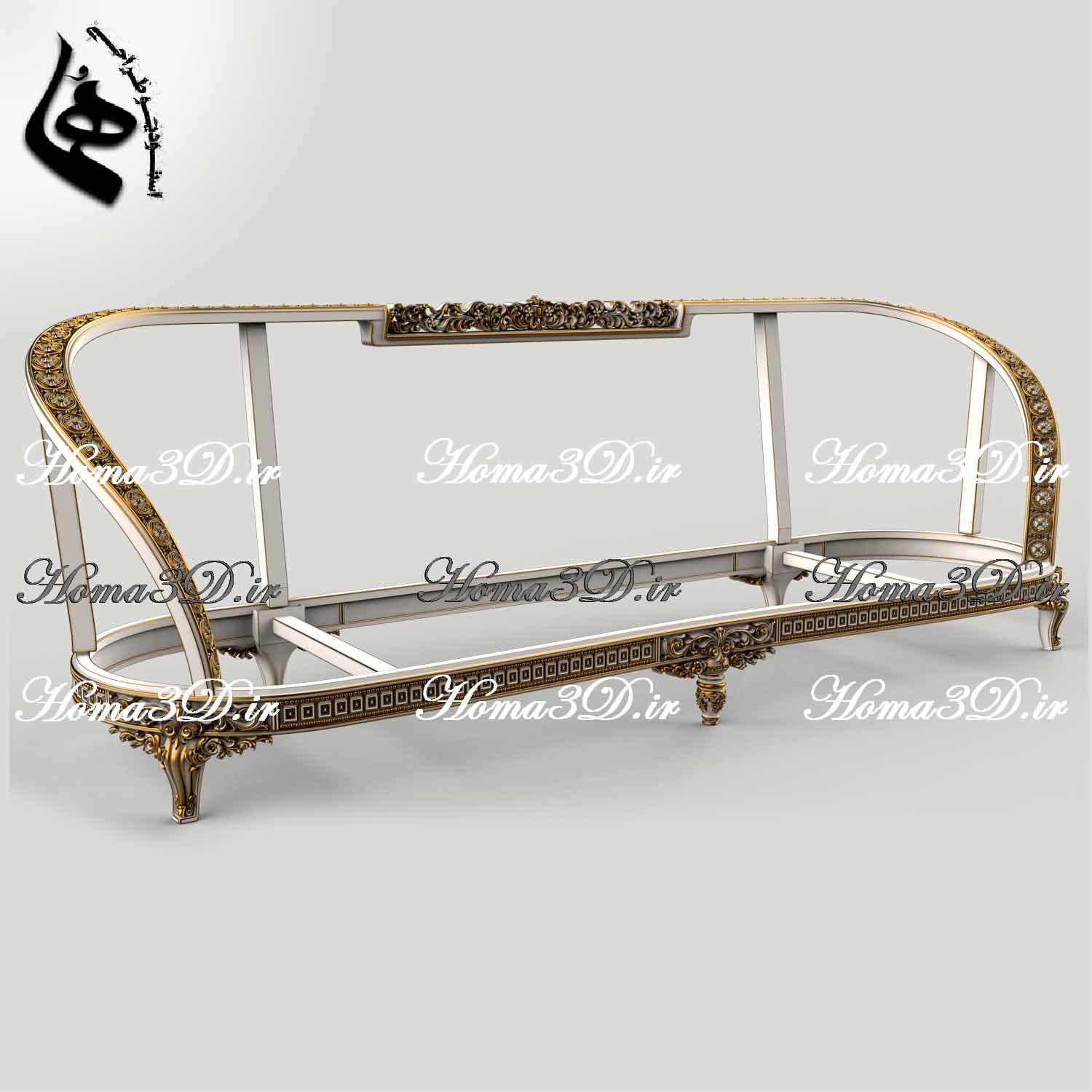 فایل سه‌بعدی کاناپه گرد با طراحی خاص و قالب جدید، مناسب تولید نجاری با CNC تخت و روتاری، قابل دانلود فوری از استودیو طراحی هما.