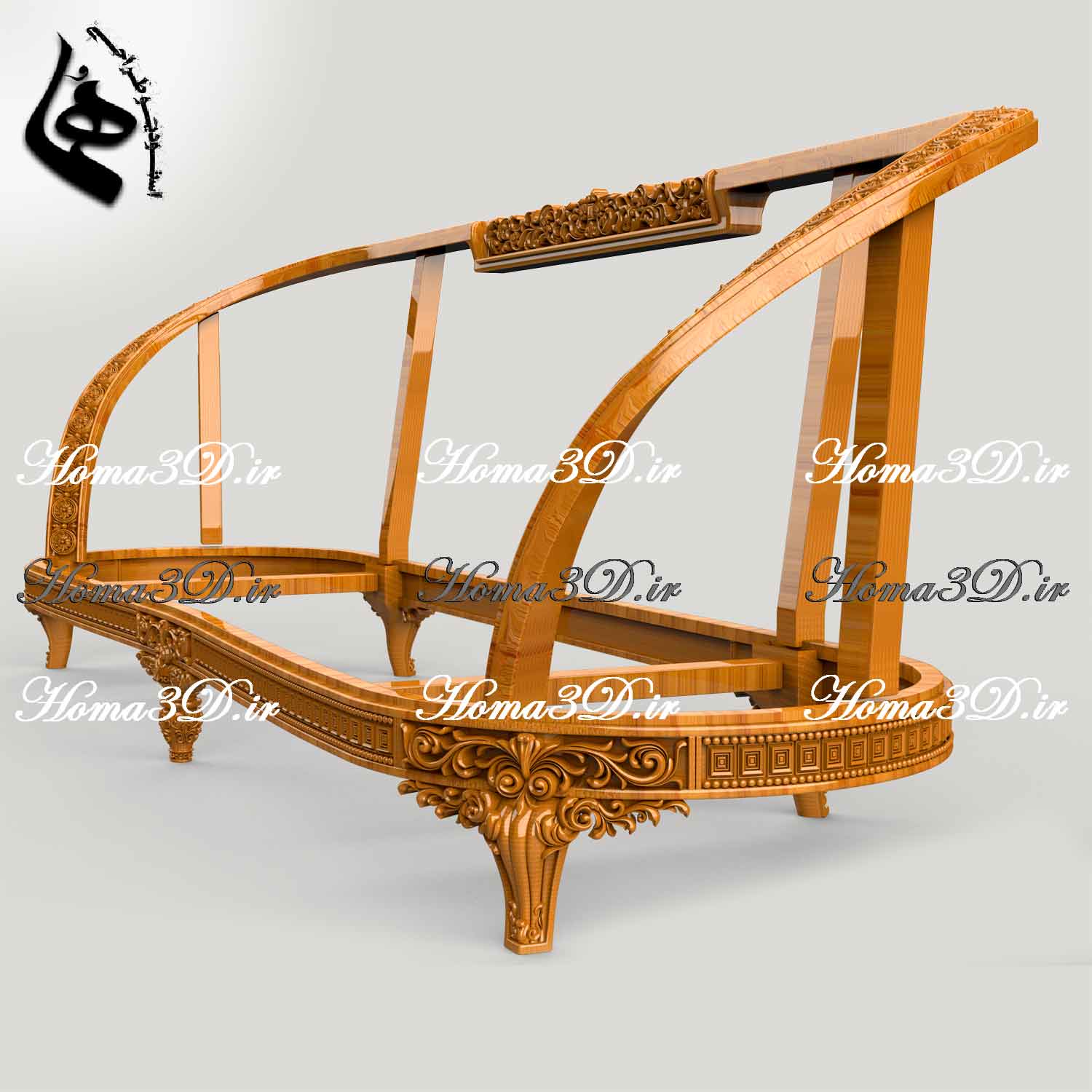 فایل سه‌بعدی کاناپه گرد با طراحی خاص و قالب جدید، مناسب تولید نجاری با CNC تخت و روتاری، قابل دانلود فوری از استودیو طراحی هما.