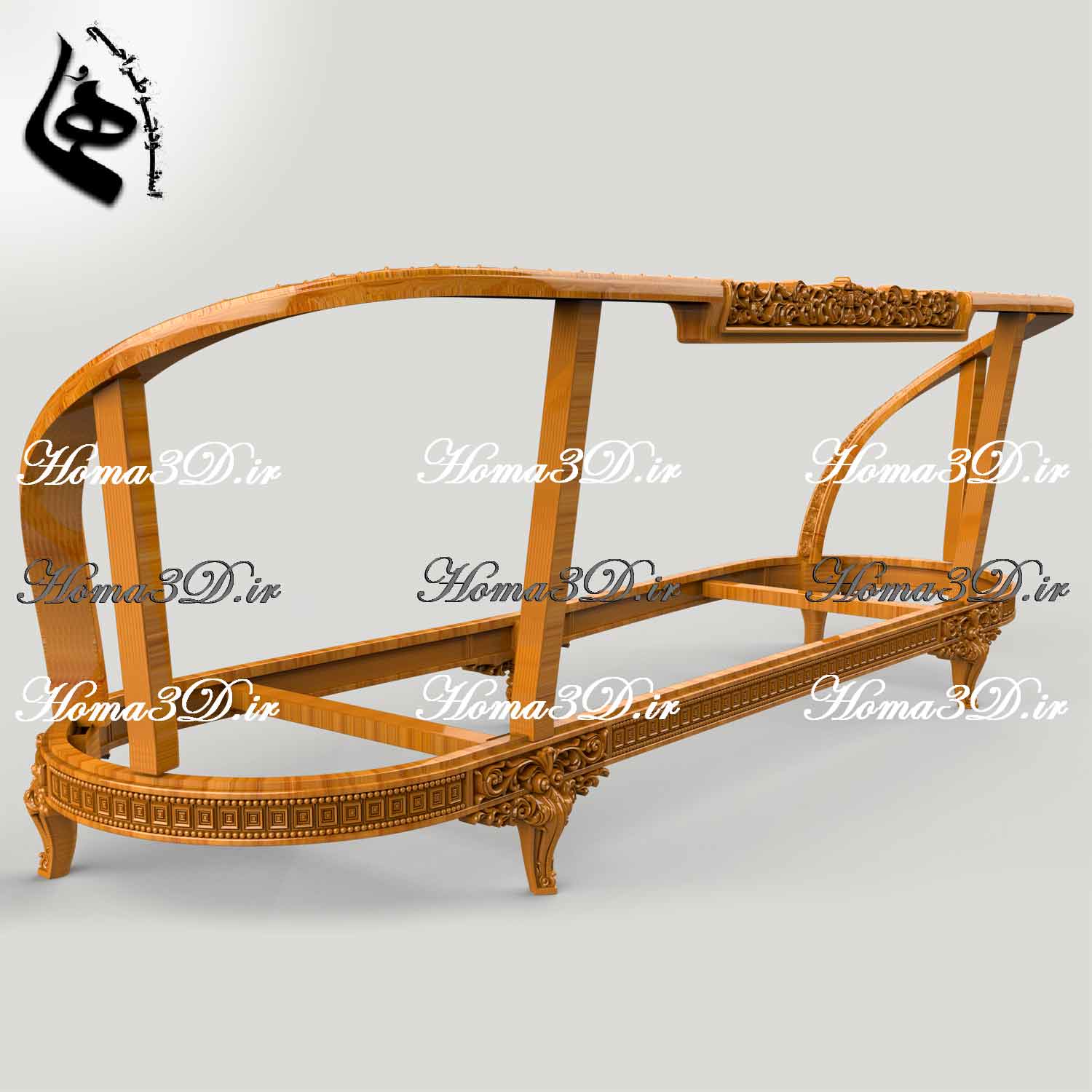 فایل سه‌بعدی کاناپه گرد با طراحی خاص و قالب جدید، مناسب تولید نجاری با CNC تخت و روتاری، قابل دانلود فوری از استودیو طراحی هما.